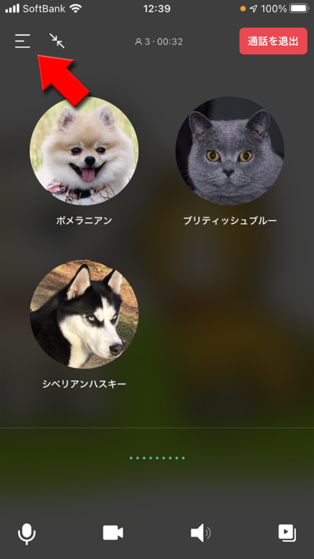 LINE グループ通話表示切り替えを選択 iphone版