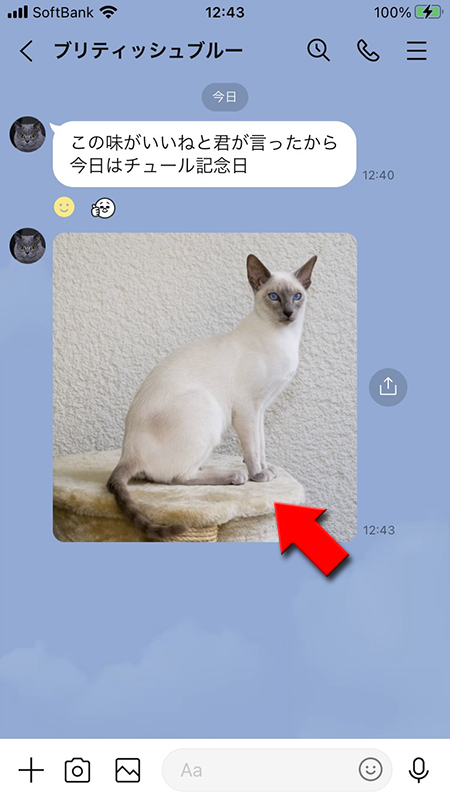 LINE リアクションしたい画像を長押し iphone版