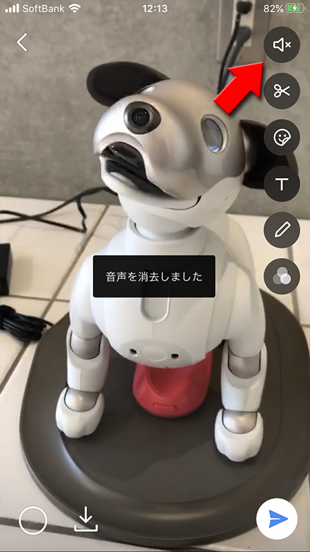 LINE 動画の音声オフ iphone版