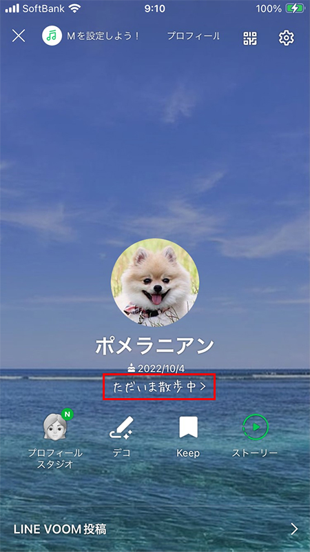 LINE ステータスメッセージ例 iphone版